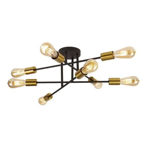 Deckenleuchte Industrial-Nordic Armstrong Stahl Schwarz Messing 8 Lichter E27
