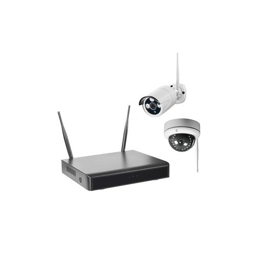 WLAN-NVR mit 2 Funk-Außenkameras WR100B+WR100D, 4TB HDD WiFi