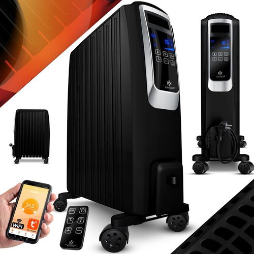 KESSER® Ölradiator mit WiFi App & Fernbedienung digitalem Display- elektrischer energiesparender Heizkörper mit 10 Rippen, Timer Zeitschaltuhr, 4 Heizstufen, Thermostat, Weiß