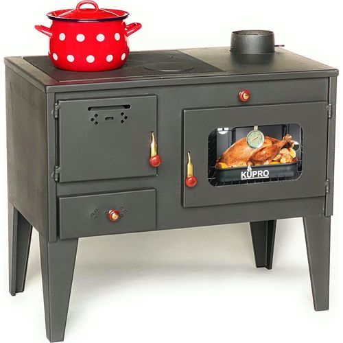 Kaminofen mit Backfach und Herdplatte 93894 7,5 kW Kamin Gartenofen Küche Outdoor Ofen Holz