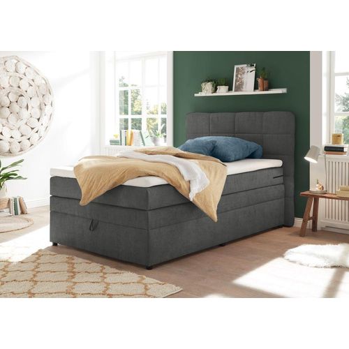 Boxspringbett 140x200 cm Jugendbett mit Bettkasten Hotelbett in Soro anthrazit TEREZIN-09