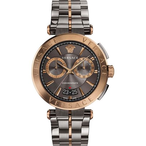 Versace VE1D00619 Aion Chronograph grau bronze Edelstahl Armband Uhr Herren NEU