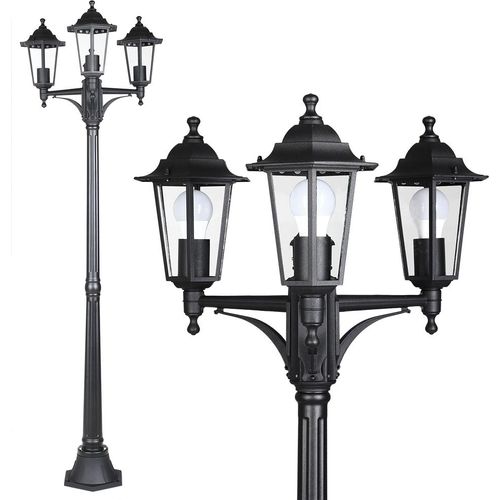 MONZANA® Außenleuchte Stehend Anthrazit 176cm IP44 Alu E27 Garten Beleuchtung Strom Kandelaber 3 flammig Stehlampe Terrasse Außen Leuchte Lampe Antik