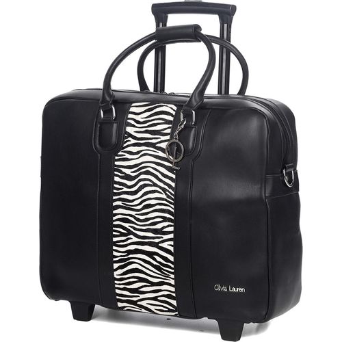 Luxus Damen Laptop Aktentasche Schulter Gurt 2 Rollen Trolley Schwarz Bowatex