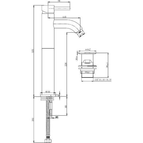 Wasserhahn Cadans XL mit Bedienhebel von Wiesbaden in farben Edelstahl und Chrom, Farbe:Edelstahl