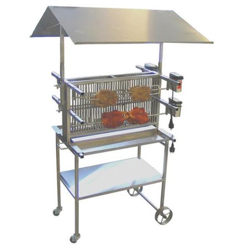 Schneider Vertikalgrill / Hähnchengrill mit Dach Edelstahl 4-fach 70cm