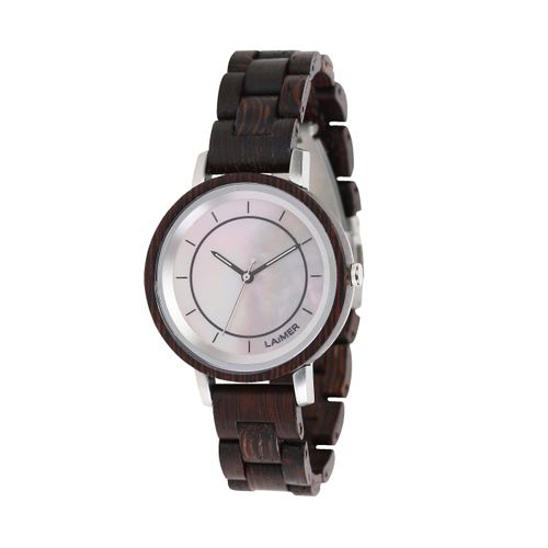 Laimer 0144 Damen Holzuhr Karolin Analog Quarz Wengenholz-Armband Ø 36 mm