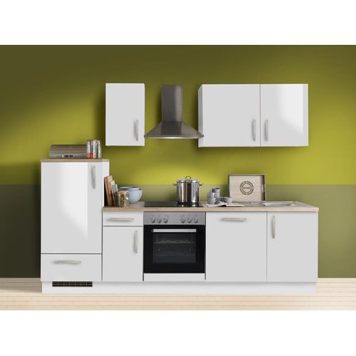 Küchenzeile mit Elektrogeräten White Premium 270 cm in Lack hochglanz weiß