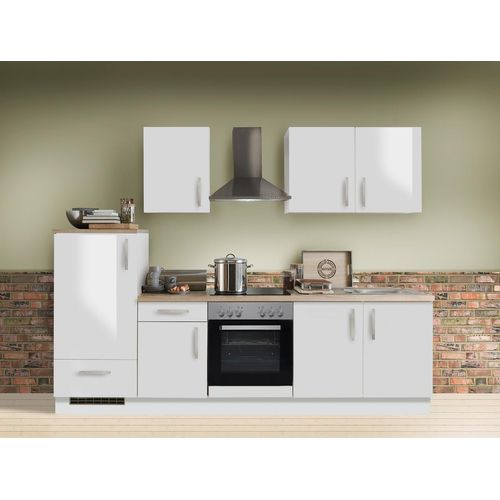 Küchenzeile mit Elektrogeräten White Premium 270 cm in Lack hochglanz weiß