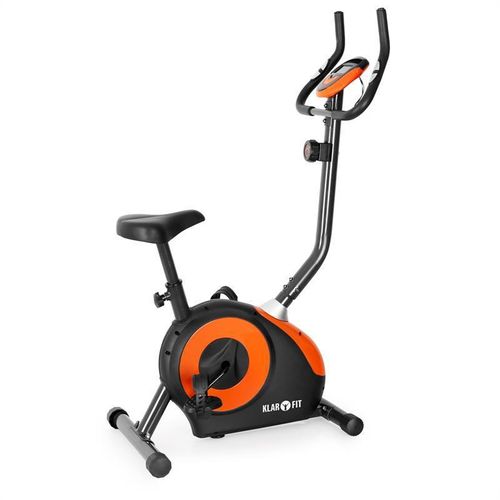 Klarfit Heimtrainer Fahrrad für Ausdauertraining, Heimtrainer mit Pulsmesser, Leiser Hometrainer, Beintrainer für Zuhause, Bike mit Trainingscomputer, max.100kg Körpergewicht, Orange-Schwarz