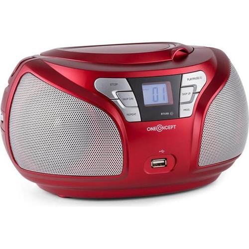 Groovie RD Boombox Bluetooth CD UKW AUX MP3 rot