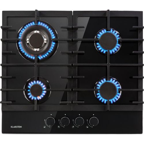 Klarstein Gasherd, Gaskochfeld 4 Flammig, Einbau-Gaskocher für Zuhause & Wohnmobil, Edelstahl Campingkocher, Gasherd für Propan- und Erdgas, Gas-Herdplatte mit Wok Brenner, Gas Kocher 8100 Watt