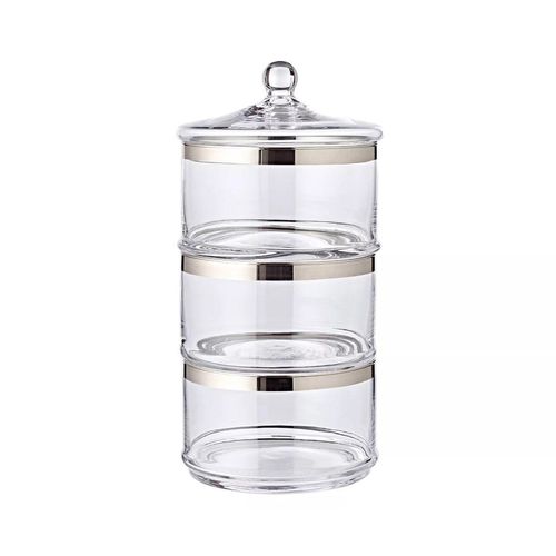 Bonboniere Glasdosen Vigo, mit Deckel, mundgeblasenes Kristallglas mit Platinrand, H 40 cm, ø 19 cm