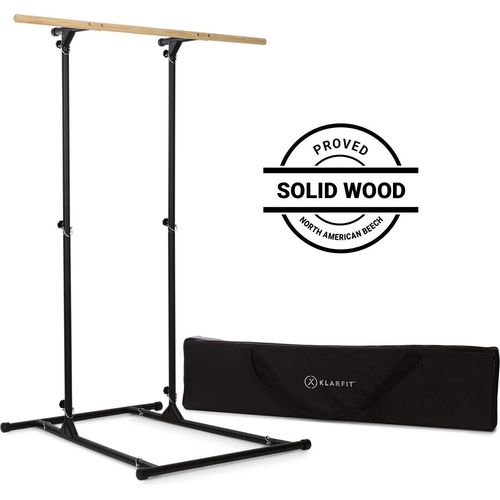 Klarfit T-Trix Pull Up Station - MultiGym Concept , multifunktionale Klimmzugstange , höhenverstellbar , bis 100 kg , Massive Buche , Stahl , schwarz