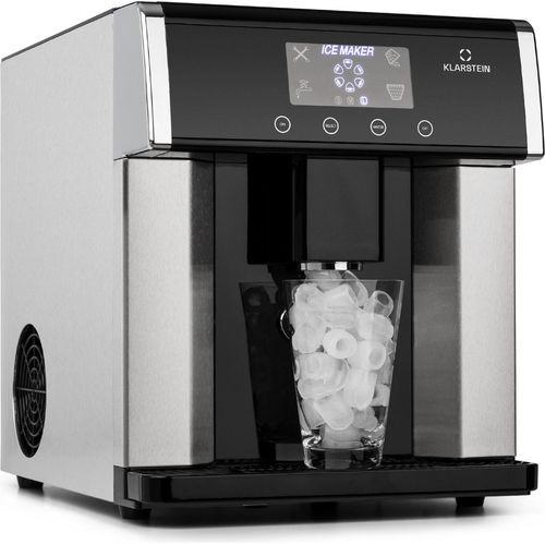 Klarstein Eiswürfelmaschine Klein, 3L Eiswürfelbereiter, Eiswürfelmaschine mit 3 Eiswürfel Größen, Schnelle Mini-Eiswürfelmaschine, Leichte Reinigung, Eiswürfelbereiter für 15kg Eis in 24h