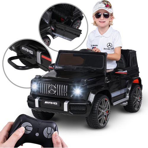 Actionbikes Motors Kinder Elektro Auto Mercedes AMG G63 W463 | Fernbedienung - LED - 12 V 4,5 Ah - Soft Start - 3-6 km/h (Schwarz)