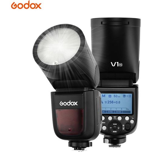 Godox V1N Professionelles Blitzger?t Speedlite Speedlight Rundkopf Wireless 2.4G Fresnel Zoom f¹r Nikon D5300 D750 D850 D7100 Z7Cameras Camcorder f¹r Hochzeiten Portr?t Studio Fotografie