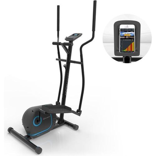 Kraftfit Crosstrainer, Stepper für Zuhause, Leiser Heimtrainer, Fitnessgerät für Zuhause, Hometrainer, Ellipsentrainer mit 12kg Schwungmasse, Widerstand in 8 Stufen, Tablethalterung, Pianoschwarz