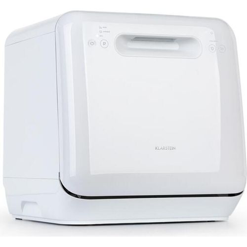 Klarstein Aquatica Mini Geschirrspüler - freistehender Tischgeschirrspüler, Mini Spülmaschine mit 3 Programmen, 2 Maßgedecke, installationsfrei, 360° Wäsche, Touch Control, Wasserverbrauch: 5 L, weiß
