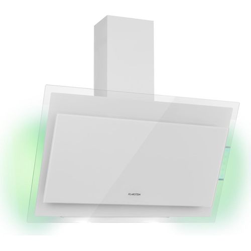Klarstein Dunstabzugshaube Kopffrei, Abzugshaube, Dunstabzugshaube mit Aktivkohlefilter, Abluft Dunstabzugshaube, Aluminium-Fettfilter, Leiser Umluftbetrieb, 550 m³/h, 65 Watt, LED, 90 cm, Weiß