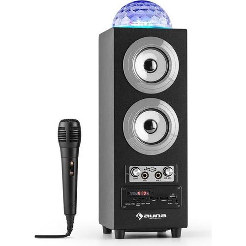 DiscoStar portabler 2.1-Bluetooth-Lautsprecher USB Akku LED Mikro