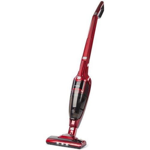 Klarstein TurboHybrid Zyklon Staubsauger, Akku Staubsauger, Staubsauger Kabellos für 50min Betriebsdauer (2 Saugstufen, Handstaubsauger, platzsparend, Li-Ion) metallic-rot