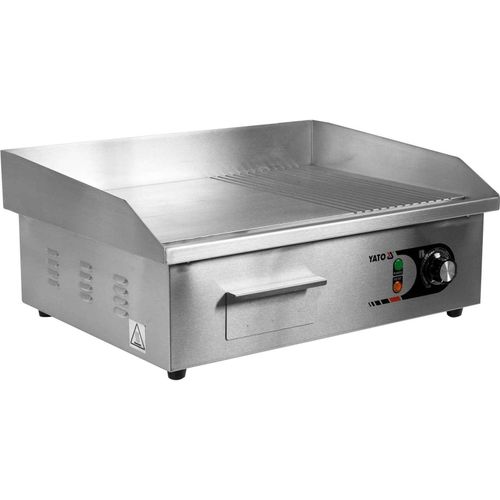 YATO Profi Elektrische Grillplatte 55cm glatt / gerillt 3KW