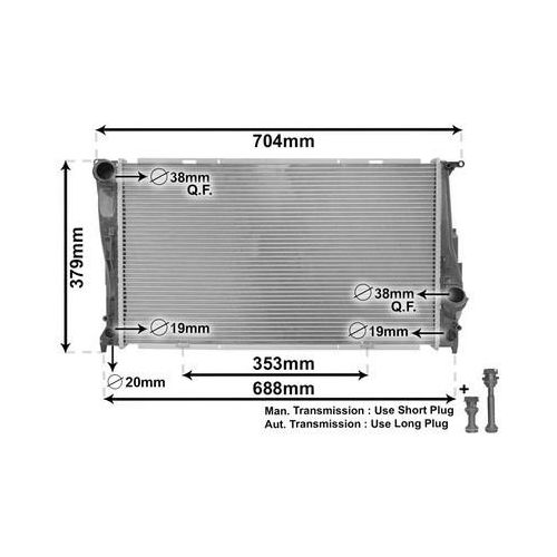 Kühler, Motorkühlung *** IR PLUS *** mit Zubehör (1710-24538) passend für BMW