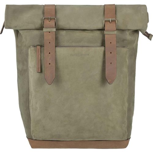 Ruitertassen Roll-Rucksack Rolltop DaypackDamen Herren Leder Business Reise Fahrrad khaki oliv mit ranger Lederbesatz 754054