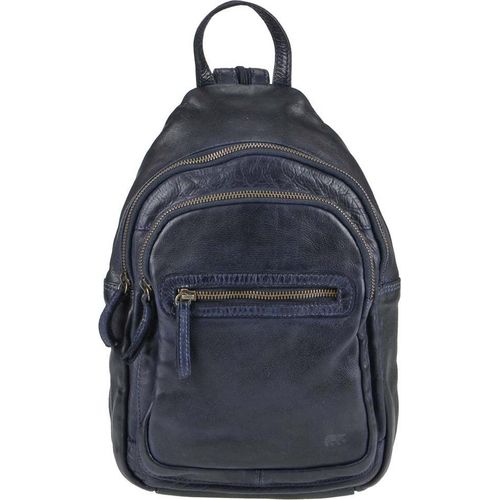 Bear Design Rucksack Leder blau 23x34cm Cityrucksack BackPack für Damen Damenrucksack Frauen City Reise