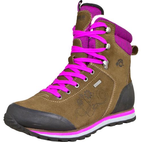 GUGGEN MOUNTAIN HPM59 Damen Trekking-& Wanderstiefel mit Lammfell Synthetik gefüttert Wanderschuhe Bergschuhe Fellstiefel Winterstiefel Lammfellstiefel Winterschuhe Leder Wasserdicht Braun Lila EU 36