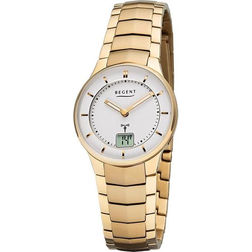 Regent Metall Damen Uhr FR-263 Analog-Digital Armbanduhr gold Funkuhr D2URFR263