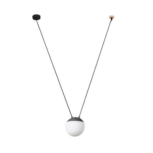 Hängeleuchte MINE PC SPACE 2L E27 15W Aluminium+Holz mattweiß L:50cm H:100cm Ø18.5cm dimmbar