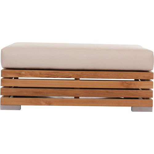 Teako Design Teak Ottomane Picardie 90x90cm - Designer Polsterhocker Garten Outdoor Loungemöbel mit Edelstahl-Füßen