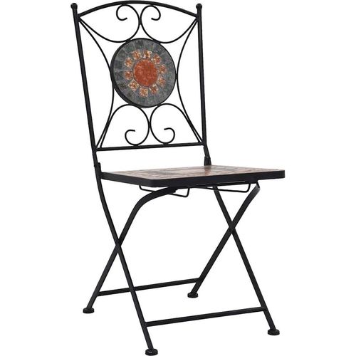 vidaXL Mosaik-Bistrostühle 2 Stk. Orange / Grau