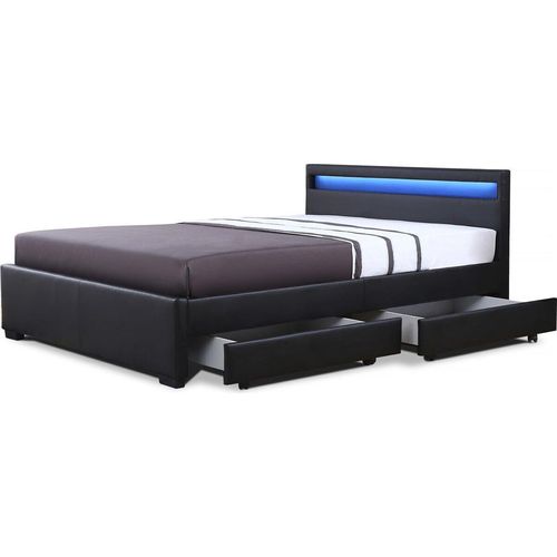 LED-Bett mit 4 Schubladen 