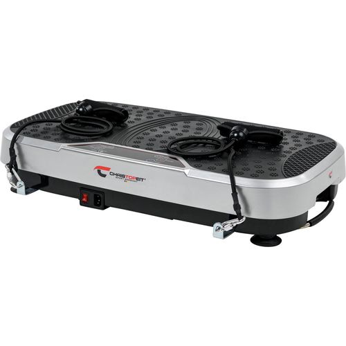 Christopeit Vibro 3000 – Ganzkörper-Vibrationsgerät mit 20 Geschwindigkeitsstufen, 3 Vibrationszonen, Inklusive Expander Bänder, LED-Display, Max. 120 kg, Transportrollen