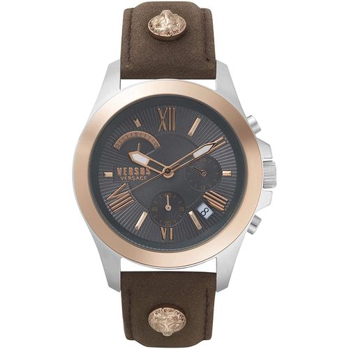 Versus by Versace VSPBH1218 Lion roségold silber grau Leder Herren Uhr NEW