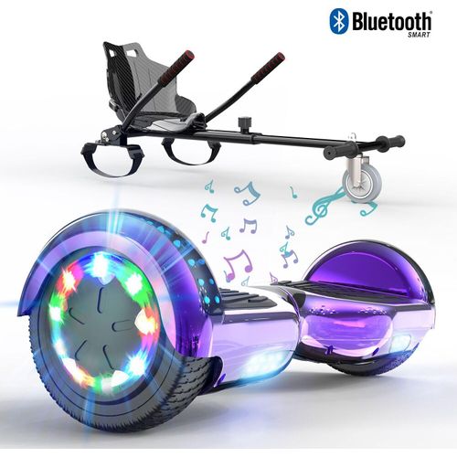 GeekMe Elektro Scooter Hoverboard LED 6,5 Zoll Self Balance Scooter E-Skateboard Elektroroller 700W Dual Motor Bluetooth Mit Hoverkart GoKart