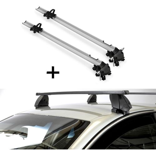 2x Fahrradträger Bike Pro + Dachträger K1 MEDIUM kompatibel mit für Opel Corsa F (5 Türer) ab 2019