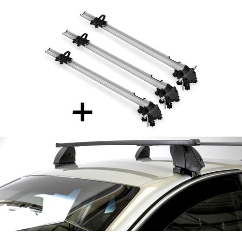 3x Fahrradträger Bike Pro + Dachträger K1 MEDIUM kompatibel mit für Opel Corsa F (5 Türer) ab 2019