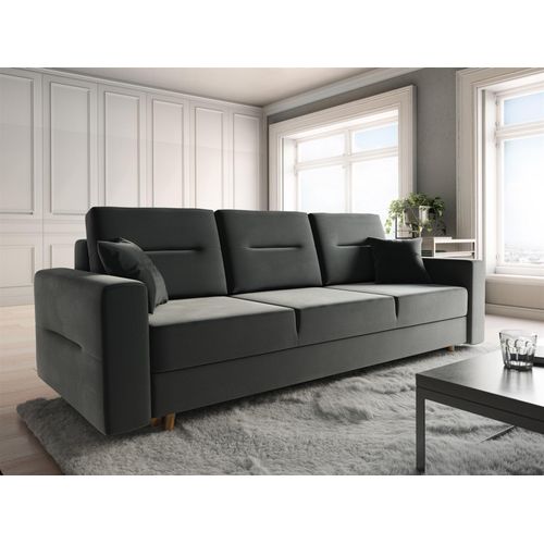 Sofa 3-Sitzer BELMIRA mit Schlaffunktion Grau