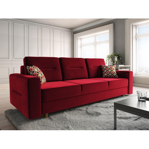 Sofa 3-Sitzer BELMIRA mit Schlaffunktion Rot