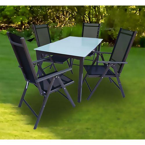 VCM 5 tlg. Gartenmöbel Set | Sitzgruppe Essgruppe | 1x Tisch, 4x Stühle | Tisch Maße ca. H. 76 x B. 140 x T. 80 cm | Stühle 140 MA