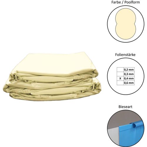 Poolfolie Ersatzfolie Achtformbecken 540x350x120cm - Dicke 0,4mm - Einhängebiese - sand