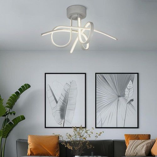 LED Deckenleuchte, gedreht, chrom, weiß, 48 cm, ESK TWIST