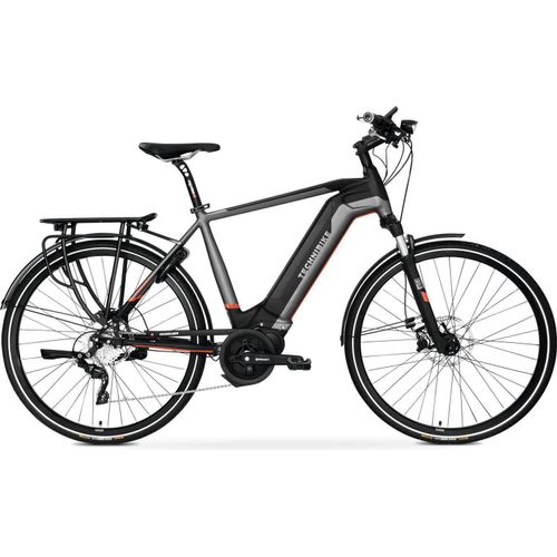 28 Zoll E-Bike TechniBike Trekking Elektro Fahrrad Herren Pedelec Conti 600Wh Deore XT 10G. Schwarz Rot Gr.M