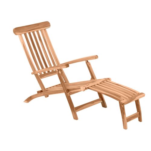 Möbilia Gartenliege aus Teak Holz | Liegestuhl mit 4 Liegepositionen | B 58,5 x T 149 x H 87 cm | natur | 11020008 | Serie GARTEN