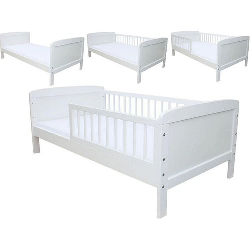 Kinderbett Juniorbett 160x70 cm mit Matratze umbaubar weiss
