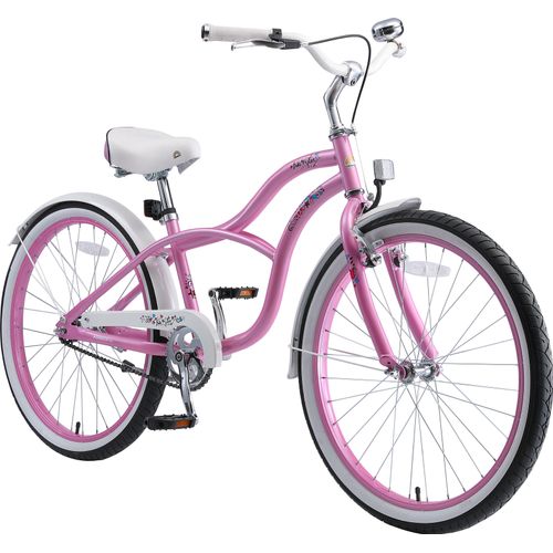 BIKESTAR Kinder Fahrrad ab 9 Jahre | 24 Zoll Cruiser Kinderrad | Pink